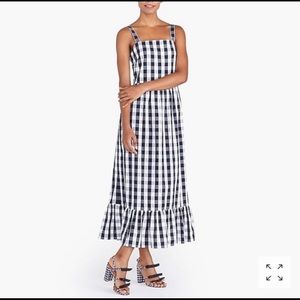 J Crew gingham ruffle maxi dress